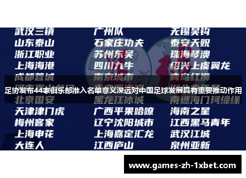 足协发布44家俱乐部准入名单意义深远对中国足球发展具有重要推动作用